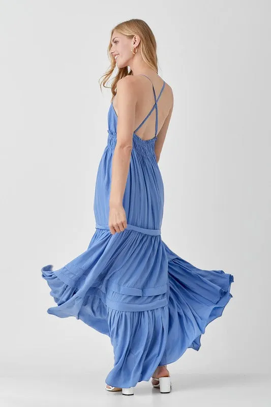 Shirred Ruffle Folded Detail Maxi Dress  *Online Only*