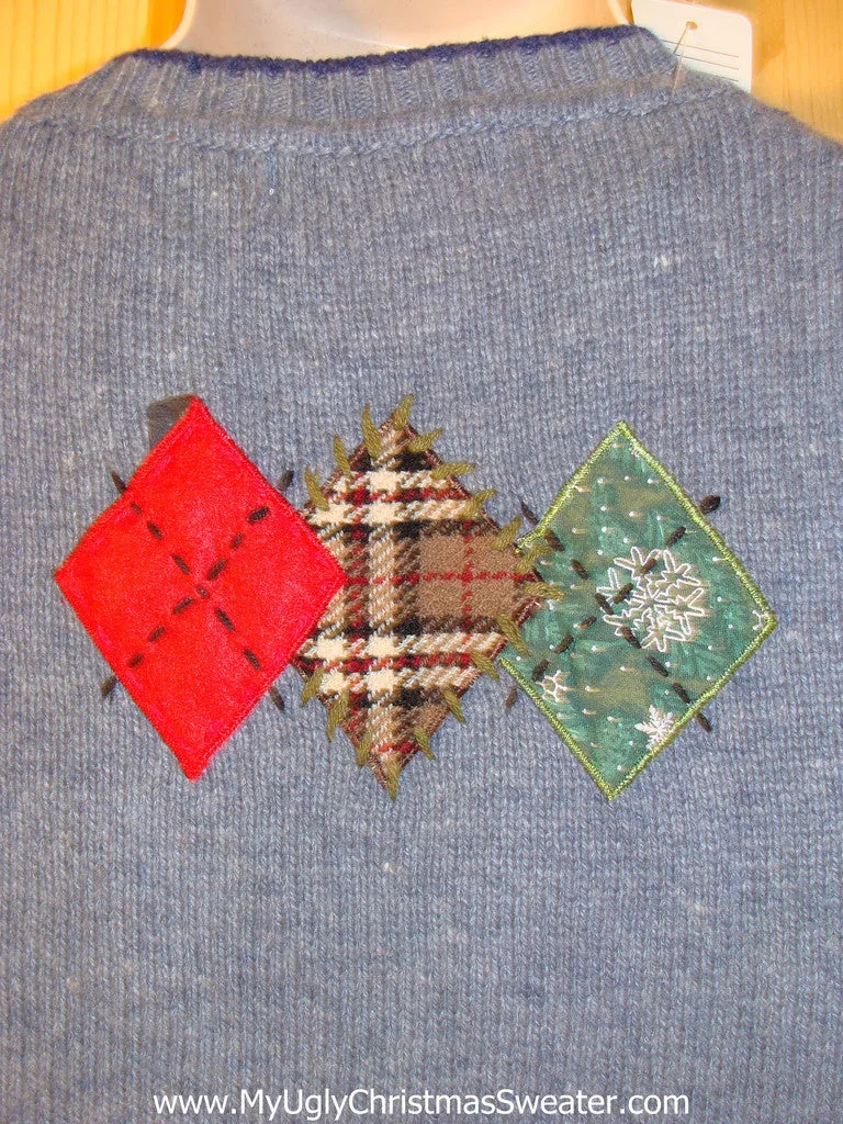 Tacky Ugly Christmas Sweater Vest with Crafty Plaid Snowman Farmers Family (f400)