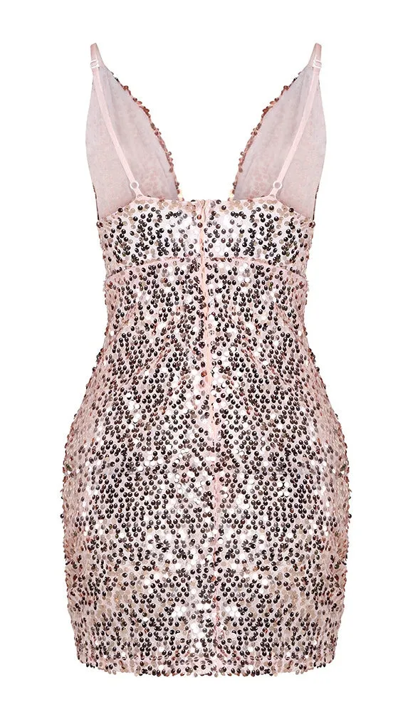 The Stacey Sequin Mini Dress Champagne