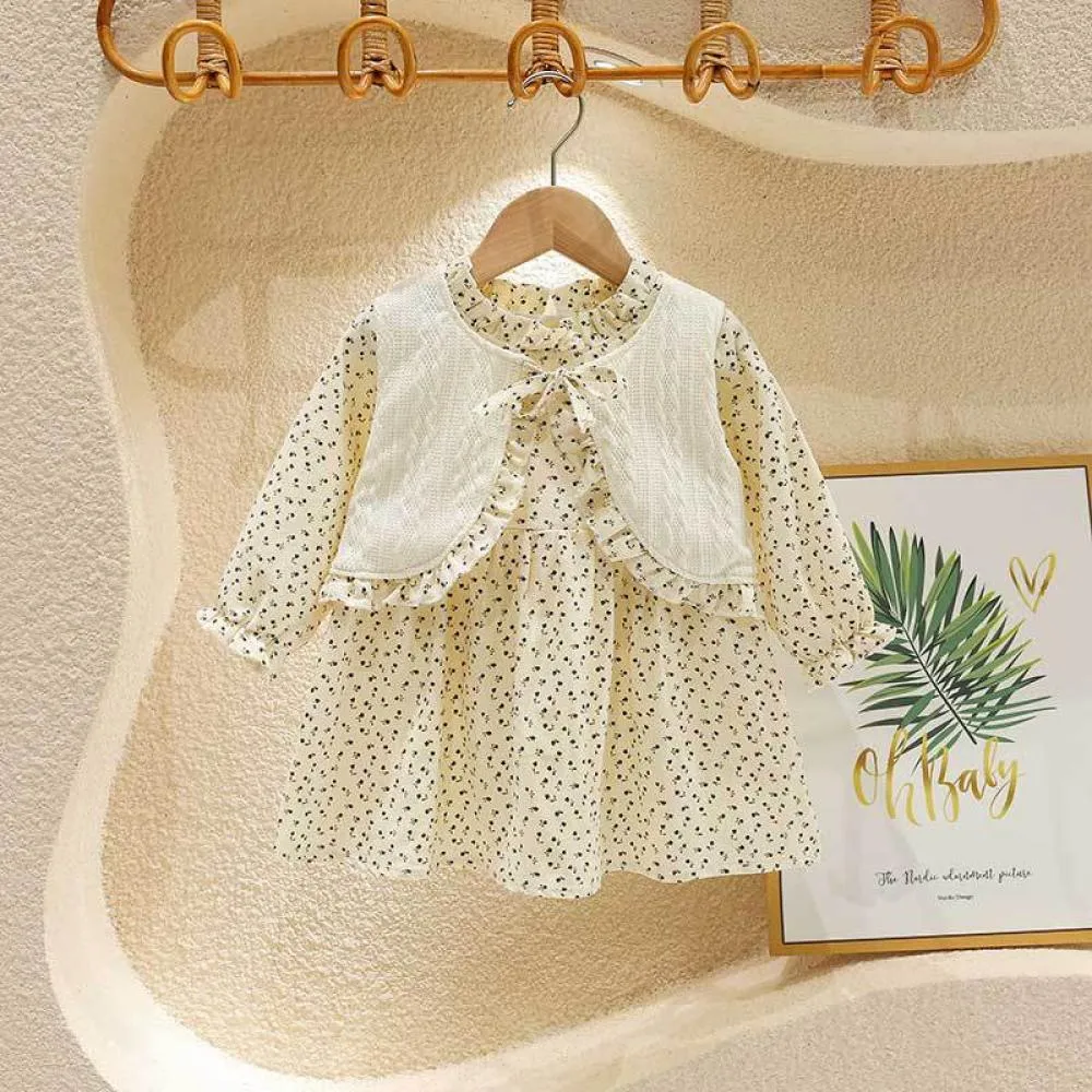 Toddler Girls Spring and Autumn Polka Dot Dress Girl Dresses Wholesale