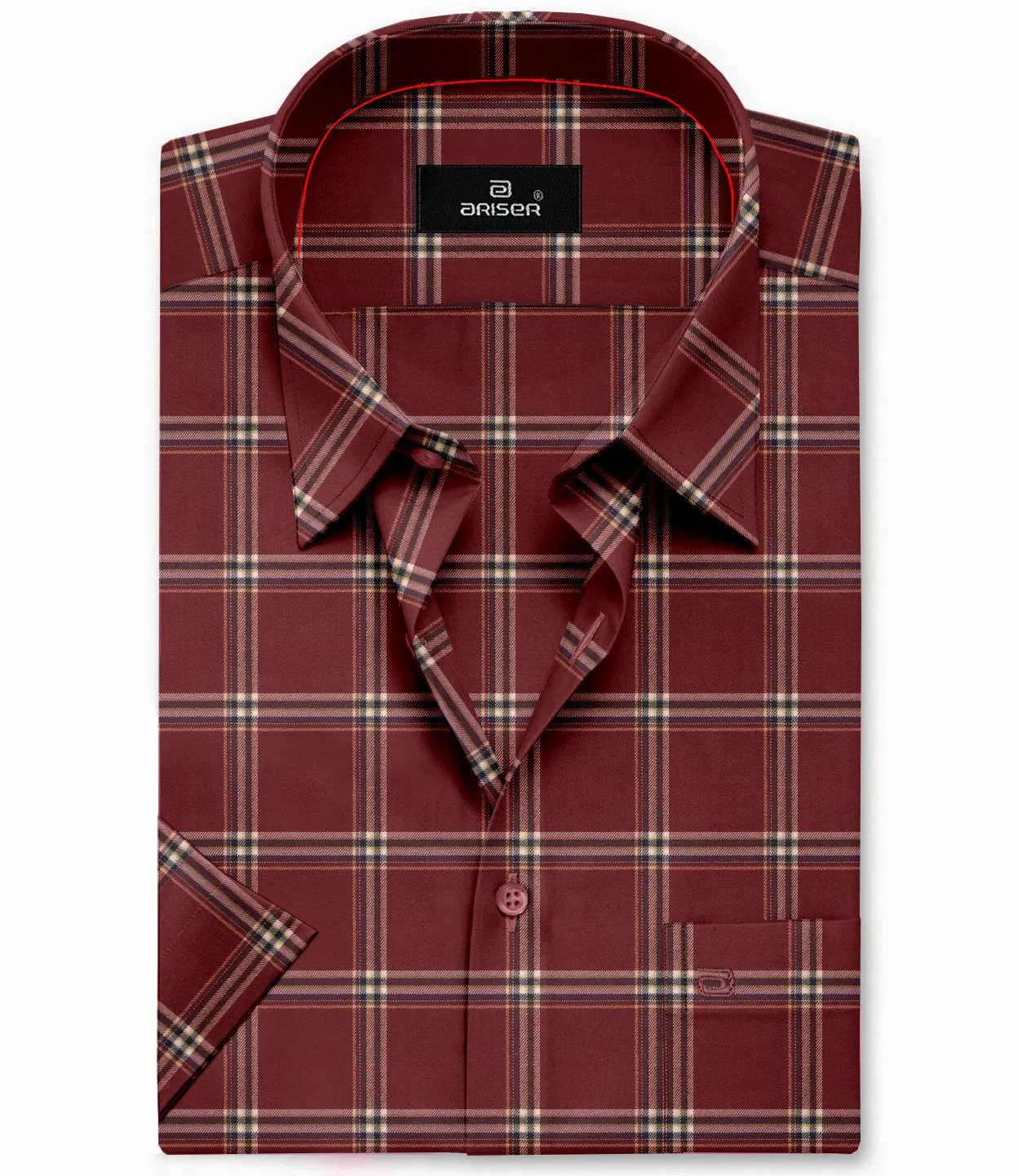 Vegas - Maroon with Peach Checked Shirts For Mens | Ariser