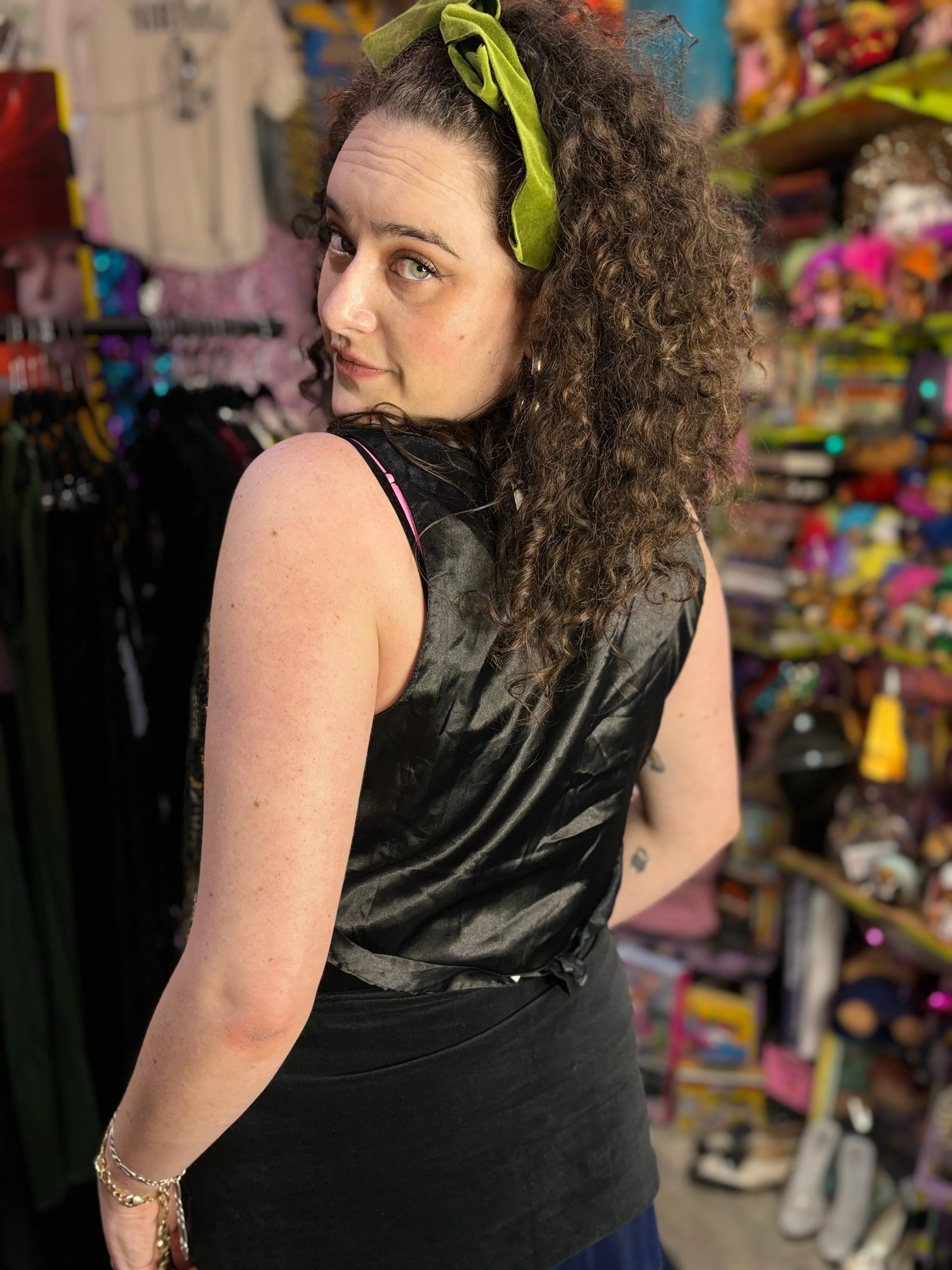 Vintage 90s Sequin Gold and Silver Lines Vest