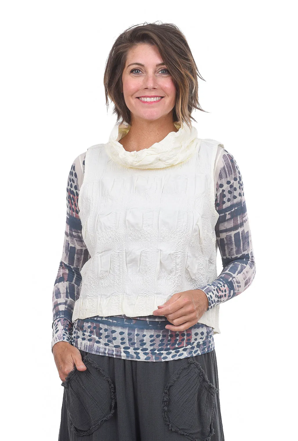 Windowpane Aria Vest, Winter White
