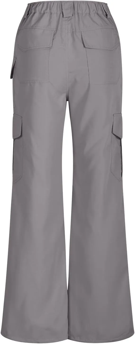 Womens High Waisted Wide Leg Lightweight Hiking Cargo Pants Casual Baggy Work Outdoor Trousers with Pockets