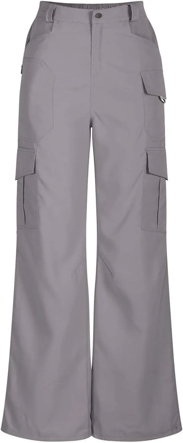 Womens High Waisted Wide Leg Lightweight Hiking Cargo Pants Casual Baggy Work Outdoor Trousers with Pockets