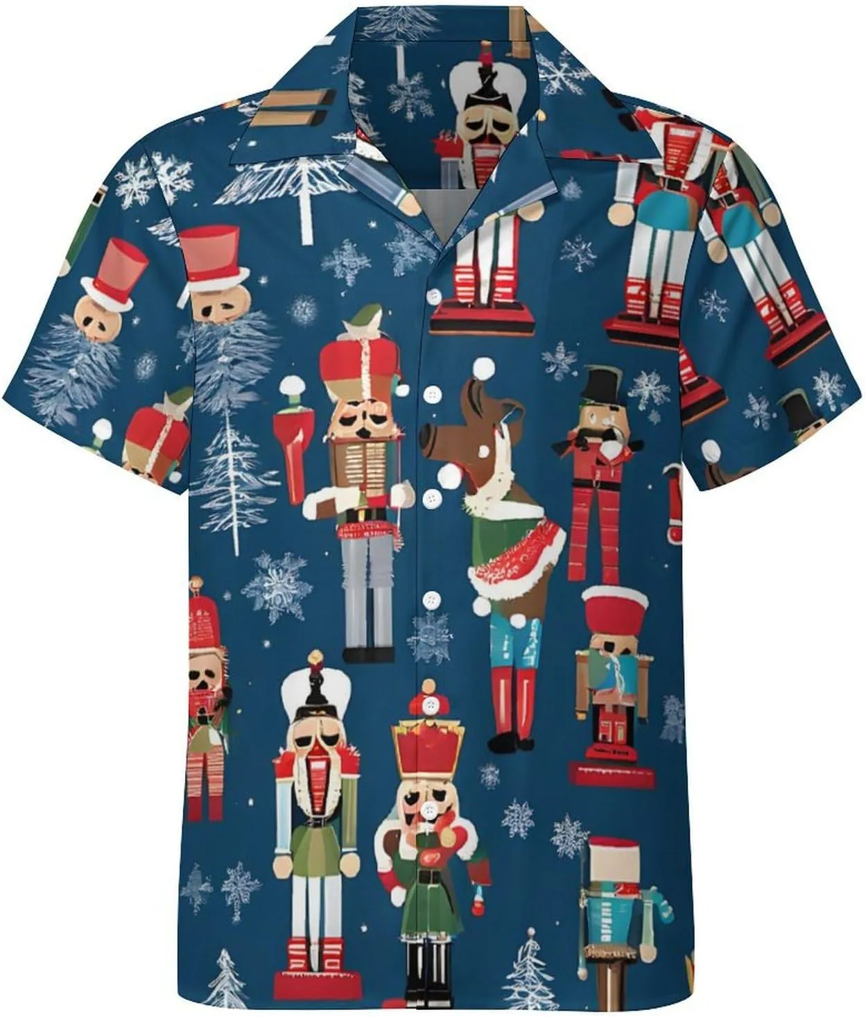 Women's Nutcracker Ballet Xmas Dance Print Cuban Collar Shirt Classic Design for Comfort and Style