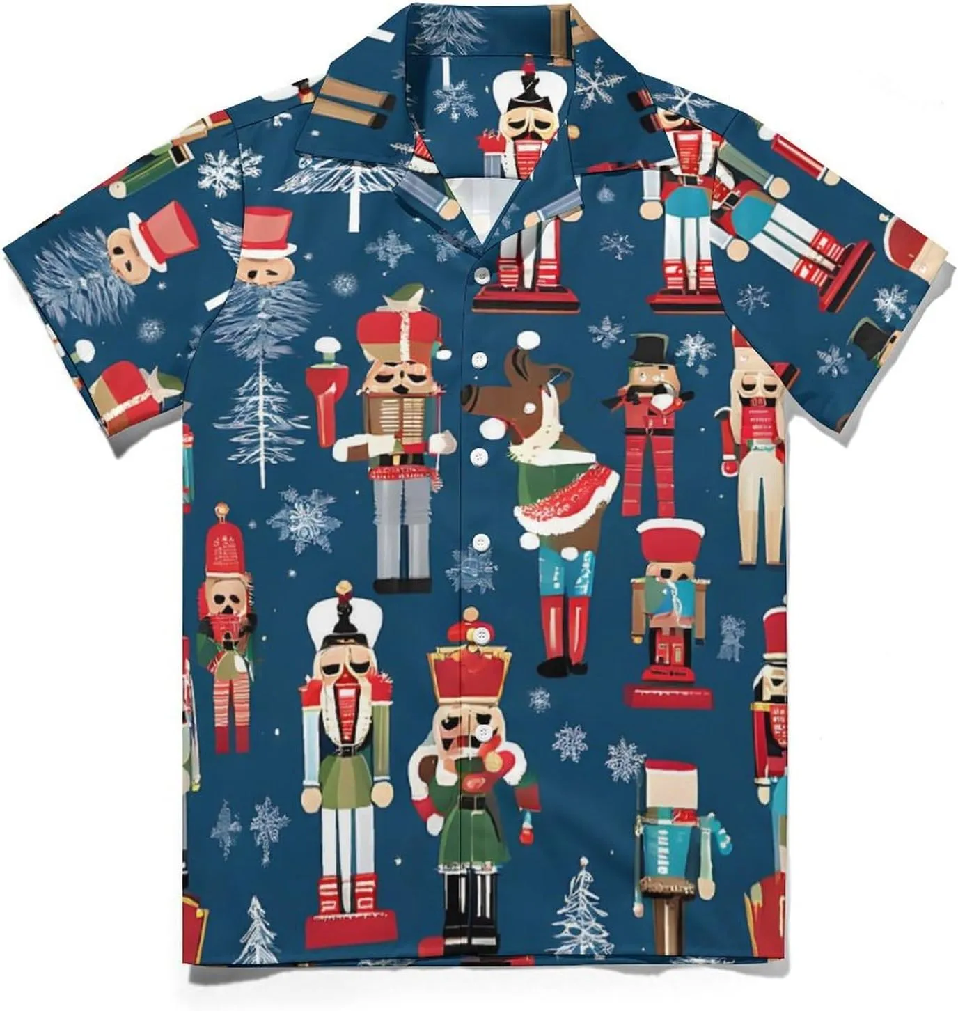 Women's Nutcracker Ballet Xmas Dance Print Cuban Collar Shirt Classic Design for Comfort and Style