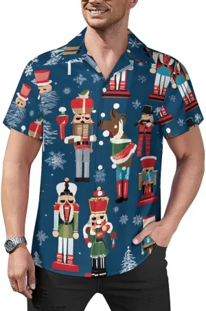 Women's Nutcracker Ballet Xmas Dance Print Cuban Collar Shirt Classic Design for Comfort and Style