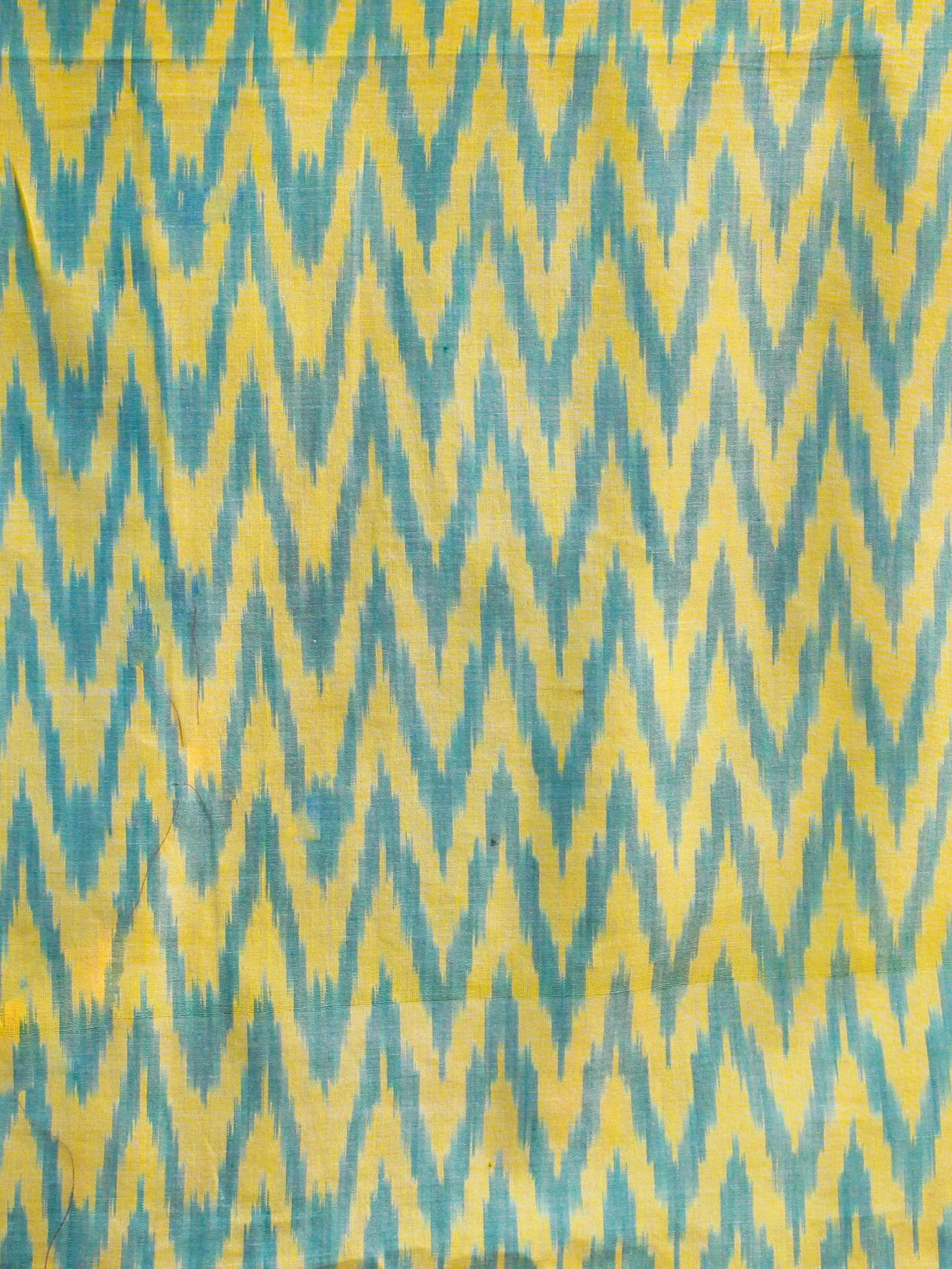 Yellow Green Hand Woven Mercerized Cotton Ikat Dress With Pockets - D173F831